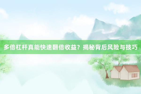 多倍杠杆真能快速翻倍收益？揭秘背后风险与技巧