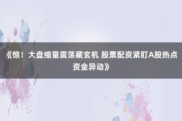 《惊！大盘缩量震荡藏玄机 股票配资紧盯A股热点资金异动》