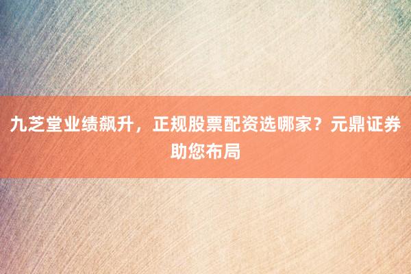 九芝堂业绩飙升，正规股票配资选哪家？元鼎证券助您布局