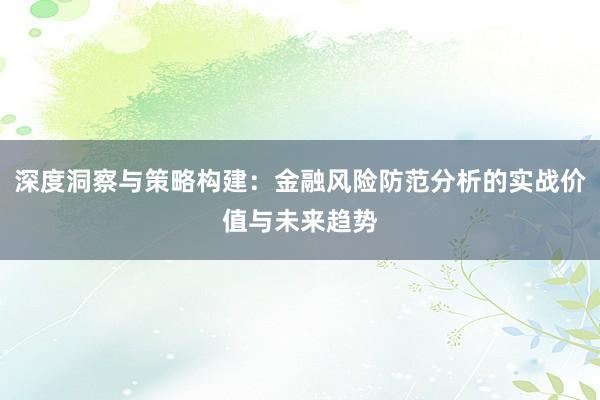 深度洞察与策略构建：金融风险防范分析的实战价值与未来趋势