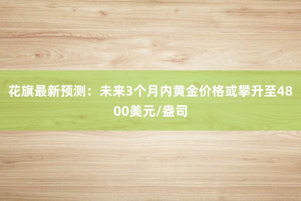 花旗最新预测：未来3个月内黄金价格或攀升至4800美元/盎司